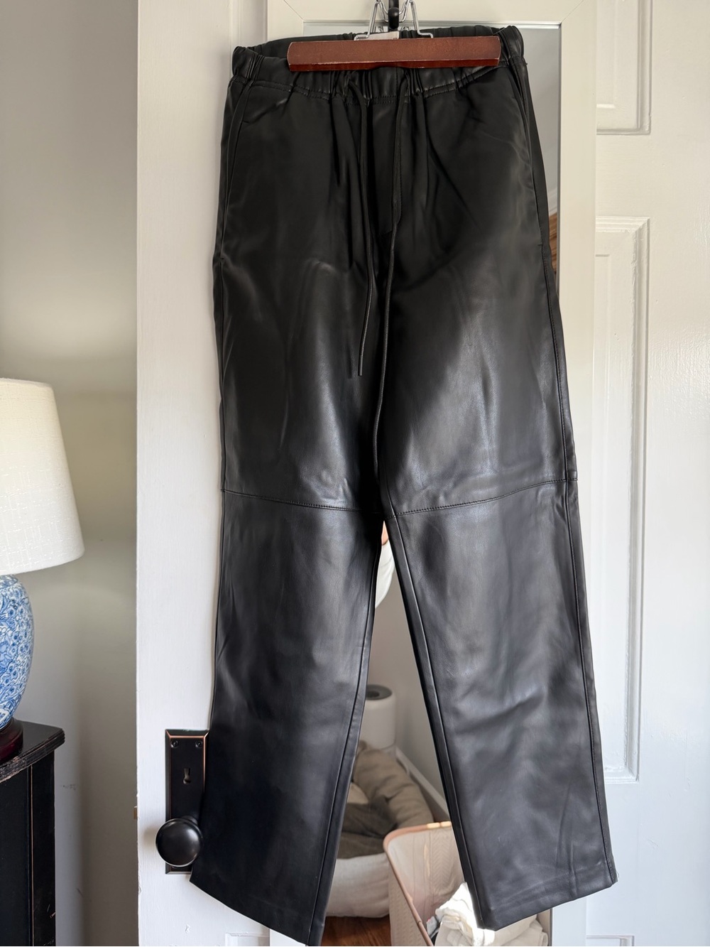 Mango Leather Drawstring Pants
